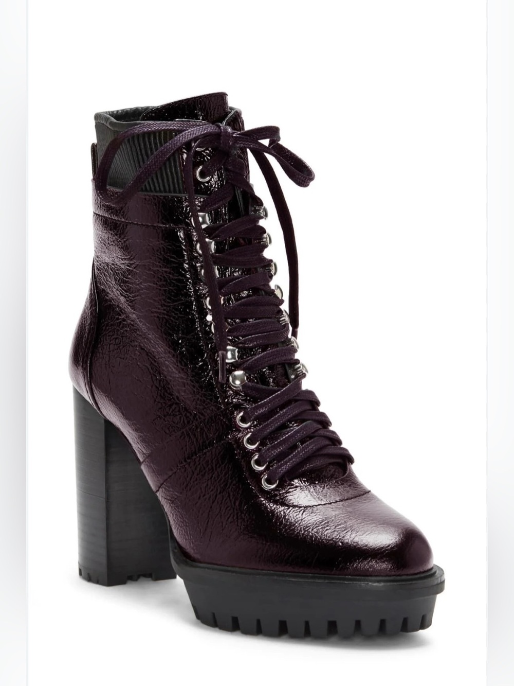 Vince Camuto Women’s Ermania Lace-Up Platform Ankle Boots in Deep Plum